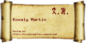 Kovaly Martin névjegykártya